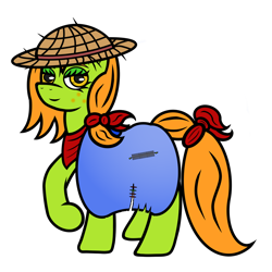 Size: 1024x1024 | Tagged: safe, artist:dice-warwick, derpibooru import, oc, oc:lottery, earth pony, pony, fallout equestria, cloak, clothes, hat, solo, straw hat, tarp