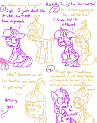 Size: 4779x6013 | Tagged: safe, artist:adorkabletwilightandfriends, derpibooru import, moondancer, twilight sparkle, twilight sparkle (alicorn), alicorn, comic:adorkable twilight and friends, adorkable, adorkable twilight, book, clothes, comic, concerned, concerned pony, conversation, cute, discussion, dork, friendship, glasses, humor, nervous, slice of life, sweater, upset