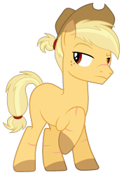 Size: 1129x1598 | Tagged: safe, artist:cindydreamlight, derpibooru import, oc, oc only, earth pony, pony, cowboy hat, earth pony oc, frown, hat, male, raised hoof, raised leg, scar, simple background, solo, stallion, stetson, transparent background