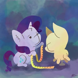 Size: 2048x2048 | Tagged: safe, artist:catscratchpaper, derpibooru import, rarity, pony, unicorn, abstract background, mannequin, measuring tape, solo