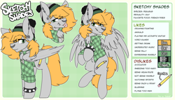 Size: 2804x1601 | Tagged: safe, artist:kirbirb, derpibooru import, oc, oc only, pegasus, pony, clothes, flannel, hat, hoodie, piercing, reference sheet, spiked wristband, wristband