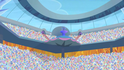 Size: 1280x727 | Tagged: safe, derpibooru import, screencap, equestria games (episode), background, crowd, crystal empire, scenic ponyville, stadium