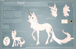 Size: 5131x3294 | Tagged: safe, artist:doekitty, derpibooru import, oc, oc:hazel, pony, unicorn, female, mare, reference sheet, solo, wood horn