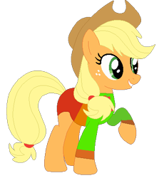 Size: 391x438 | Tagged: safe, artist:selenaede, artist:user15432, derpibooru import, applejack, earth pony, pony, base used, clothes, cowboy hat, cutie mark, cutie mark on clothes, hat, leotard, olympics, raised hoof, raised leg, simple background, sports, sports outfit, sporty style, swimsuit, transparent background