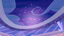 Size: 1280x727 | Tagged: safe, derpibooru import, screencap, equestria games (episode), background, cloud, crowd, crystal, crystal empire, fireworks, night, scenic ponyville, stadium
