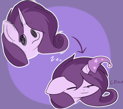 Size: 1816x1616 | Tagged: safe, artist:czu, derpibooru import, oc, oc only, oc:czupone, pony, unicorn, ears, eyes closed, floppy ears, horn, horn cap, horn hat, onomatopoeia, sleeping, sound effects, zzz