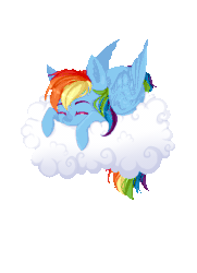 Size: 580x800 | Tagged: safe, artist:kitten-in-the-jar, derpibooru import, rainbow dash, pegasus, pony, animated, cloud, cute, dashabetes, ear fluff, ears, eyes closed, female, mare, on a cloud, pixel art, simple background, sleeping, solo, transparent background