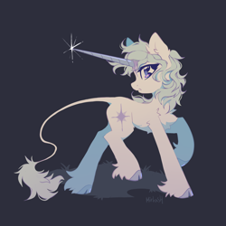 Size: 1900x1900 | Tagged: safe, artist:mirtash, derpibooru import, pony, unicorn, chest fluff, cloven hooves, ear fluff, ears, female, lady amalthea, leonine tail, long horn, mare, ponified, solo, the last unicorn, unshorn fetlocks