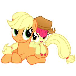 Size: 500x500 | Tagged: safe, artist:ashidaru, derpibooru import, apple bloom, applejack, adorabloom, cute, female, filly, jackabetes, mare, siblings, simple background, transparent background