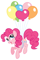 Size: 1352x2048 | Tagged: safe, derpibooru import, pinkie pie, earth pony, pony, balloon, cute, diapinkes, female, floating, happy, heart balloon, mare, simple background, solo, stock vector, then watch her balloons lift her up to the sky, transparent background