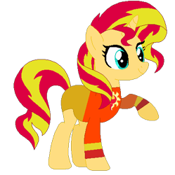 Size: 433x434 | Tagged: safe, artist:selenaede, artist:user15432, derpibooru import, sunset shimmer, alicorn, pony, base used, clothes, cutie mark, cutie mark on clothes, leotard, olympics, raised hoof, raised leg, simple background, sports, sports outfit, sporty style, swimsuit, transparent background