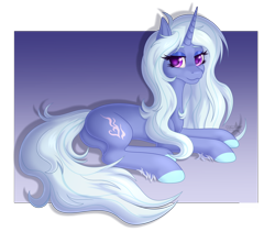 Size: 4284x3624 | Tagged: safe, artist:starshade, derpibooru import, oc, oc only, oc:misty, pony, unicorn, 2021, barrette, commission, cute, cutie mark, female, gradient background, heart, heart eyes, horn, lightly watermarked, lying down, mare, prone, purple eyes, simple background, smiling, transparent background, watermark, wingding eyes