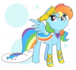 Size: 2409x2243 | Tagged: safe, artist:kindakismet, derpibooru import, rainbow dash, pegasus, pony, clothes, dress, gala dress, smiling, solo, spread wings, wings