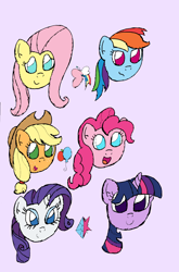 Size: 2120x3217 | Tagged: safe, artist:sparkfler85, derpibooru import, applejack, fluttershy, pinkie pie, rainbow dash, rarity, twilight sparkle, earth pony, pegasus, pony, unicorn, bust, cutie mark, head only, mane six, portrait, simple background