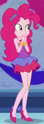 Size: 205x569 | Tagged: safe, derpibooru import, edit, edited screencap, screencap, pinkie pie, better together, equestria girls, twilight under the stars, bare shoulders, cropped, rah rah skirt, sleeveless, solo, strapless