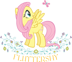 Size: 2048x1759 | Tagged: safe, derpibooru import, fluttershy, butterfly, cute, flower, shyabetes, simple background, solo, stock vector, transparent background