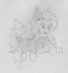 Size: 1727x1856 | Tagged: safe, artist:wapamario63, fluttershy, bat pony, pony, broom, clothes, cute, dress, fangs, female, flutterbat, flying, flying broomstick, looking at you, mare, monochrome, sketch, solo, spread wings, traditional art, wings