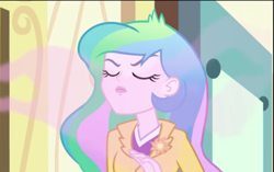 Size: 569x358 | Tagged: safe, derpibooru import, screencap, princess celestia, principal celestia, better together, equestria girls, holidays unwrapped, cropped, solo, winter break-in