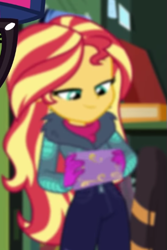 Size: 347x519 | Tagged: safe, derpibooru import, screencap, sci-twi, sunset shimmer, twilight sparkle, better together, equestria girls, holidays unwrapped, cropped, winter break-in