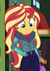 Size: 365x519 | Tagged: safe, derpibooru import, screencap, sunset shimmer, better together, equestria girls, holidays unwrapped, cropped, solo, winter break-in