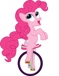 Size: 2460x3157 | Tagged: safe, artist:mrfoxington, derpibooru import, pinkie pie, earth pony, pony, anatomically incorrect, incorrect leg anatomy, simple background, solo, transparent background, unicycle