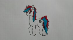 Size: 2023x1136 | Tagged: safe, derpibooru import, oc, oc only, oc:snowi, pony, unicorn, cyan hair, female, horn, mare, multicolored hair, red and cyan, red eyes, red hair, smiling, solo, traditional art, unicorn oc, white pony