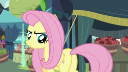 Size: 1920x1080 | Tagged: safe, derpibooru import, screencap, angel bunny, fluttershy, pegasus, pony, she talks to angel, angel is not amused, annoyed, body swap, butt, female, flutterbutt, mare, plot, solo