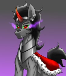 Size: 1300x1500 | Tagged: safe, artist:zachc, derpibooru import, king sombra, pony, unicorn, glowing eyes, gradient background, male, solo, stallion