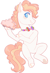 Size: 500x726 | Tagged: safe, artist:lavvythejackalope, derpibooru import, oc, oc only, earth pony, pony, blue eyes, bowtie, earth pony oc, food, grin, hoof hold, hoof polish, male, pie, simple background, smiling, solo, stallion, transparent background