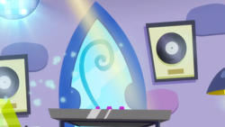 Size: 1280x720 | Tagged: safe, derpibooru import, screencap, slice of life (episode), background, disco ball, lamp, liminal space, no pony, scenic ponyville, smoke, turntable, vinyl, vinyl and octavia's home, window