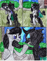 Size: 2549x3299 | Tagged: safe, artist:l9obl, derpibooru import, octavia melody, changeling, earth pony, pony, angry, badass, bipedal, block, comic, fight, once upon a time in canterlot