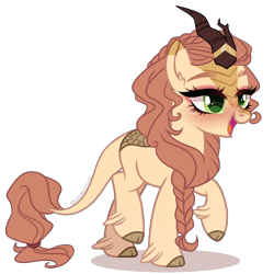 Size: 1200x1200 | Tagged: safe, artist:gihhbloonde, derpibooru import, oc, hybrid, kirin, female, interspecies offspring, magical lesbian spawn, offspring, parent:applejack, parent:autumn blaze, parents:autumnjack, simple background, solo, transparent background