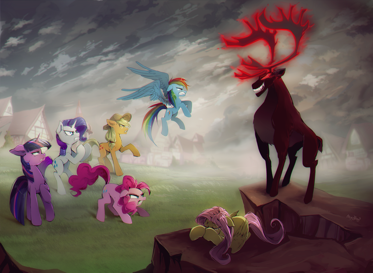 2899743 - safe, artist:skyeypony, derpibooru import, applejack, fluttershy,  pinkie pie, rainbow dash, rarity, twilight sparkle, oc, earth pony,  pegasus, pony, unicorn, fanfic:beside the will of evil, mane six - Ponybooru