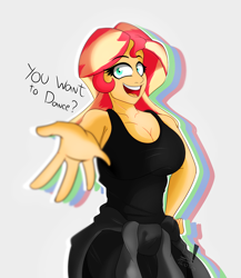 Size: 2500x2880 | Tagged: safe, artist:diamondgreenanimat0, derpibooru import, sunset shimmer, equestria girls, 2021, anatomy, breasts, clothes, eyebrows, eyebrows visible through hair, female, hand on hip, happy, high res, inspiration, looking at you, open mouth, open smile, outstretched arm, practice drawing, red hair, simple background, smiling, smiling at you, solo, sweater, talking, talking to viewer, white background, yellow hair