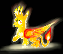 Size: 1280x1106 | Tagged: safe, artist:horsesplease, gallus, griffon, fire, night, smirk, solo