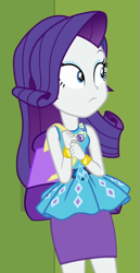 Size: 309x601 | Tagged: safe, derpibooru import, screencap, rarity, better together, equestria girls, fomo, cropped, rarity peplum dress, solo