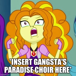 Size: 500x500 | Tagged: safe, derpibooru import, edit, edited screencap, screencap, adagio dazzle, equestria girls, rainbow rocks, caption, gangsta's paradise, image macro, meme, text