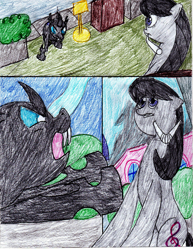 Size: 2549x3299 | Tagged: safe, artist:l9obl, derpibooru import, octavia melody, changeling, earth pony, pony, attack, charge, comic, once upon a time in canterlot, straw