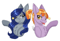 Size: 1249x843 | Tagged: safe, artist:inspiredpixels, derpibooru import, oc, oc only, pony, bust, chest fluff, duo, one eye closed, signature, simple background, transparent background