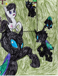 Size: 2549x3299 | Tagged: safe, artist:l9obl, derpibooru import, octavia melody, changeling, earth pony, pony, comic, fight, once upon a time in canterlot