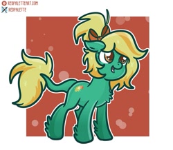 Size: 957x835 | Tagged: safe, artist:redpalette, derpibooru import, oc, oc:astro, earth pony, abstract background, artfight, blonde, bow, cute, earth pony oc, fluffy, smiling