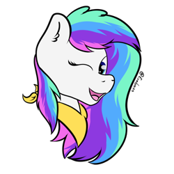 Size: 500x500 | Tagged: safe, artist:exobass, derpibooru import, oc, oc only, oc:starburst, blinking, bust, colored, female, flat colors, not celestia, simple background, solo, transparent background