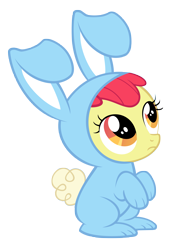 Size: 4461x6000 | Tagged: safe, artist:otfor2, derpibooru import, apple bloom, earth pony, pony, absurd resolution, adorabloom, animal costume, bunny costume, clothes, costume, cute, female, filly, frown, looking up, simple background, solo, transparent background, vector