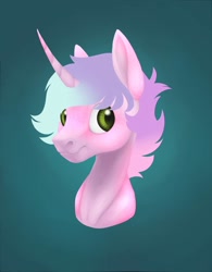 Size: 1597x2048 | Tagged: safe, artist:eperyton, derpibooru import, oc, oc only, pony, unicorn, gradient background, horn, smiling, solo, unicorn oc