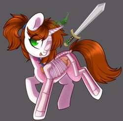 Size: 1997x1960 | Tagged: safe, artist:cloud-fly, derpibooru import, oc, oc only, pony, unicorn, commission, dissectibles, organs, solo, sword, weapon, ych result