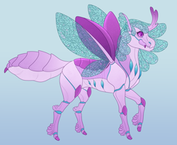 Size: 2672x2190 | Tagged: safe, artist:bluet0ast, derpibooru import, oc, oc only, changedling, changeling, pony, changedling oc, changeling oc, female, gradient background, magical lesbian spawn, offspring, parent:princess celestia, parent:twilight sparkle, parents:twilestia