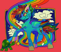 Size: 640x548 | Tagged: safe, artist:hercury, derpibooru import, rainbow dash, tank, chest fluff, cloud, rainbow, stars