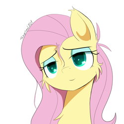 Size: 1080x1080 | Tagged: safe, artist:fajnyziomal, derpibooru import, fluttershy, pegasus, pony, cheek fluff, ear fluff, ears, simple background, solo, white background