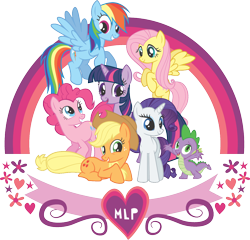 Size: 2048x1962 | Tagged: safe, derpibooru import, applejack, fluttershy, pinkie pie, rainbow dash, rarity, spike, twilight sparkle, dragon, earth pony, pegasus, pony, unicorn, applejack's hat, clothes, cowboy hat, female, flying, hat, lying down, male, mane seven, mane six, mare, prone, simple background, stock vector, transparent background