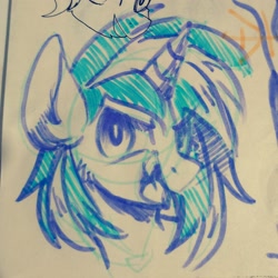 Size: 2048x2048 | Tagged: safe, artist:yacotheunicorn, derpibooru import, dj pon-3, vinyl scratch, pony, unicorn, bust, female, mare, open mouth, sketch, solo, traditional art